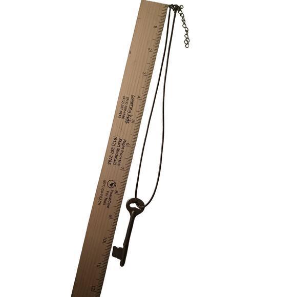 Skeleton Key Necklace Men Women Religious Jewelry Brown Faux Leather Cord #1 - Picture 7 of 14